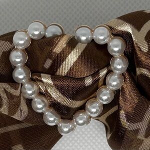 Elegant Heart Faux Pearl Scarf Ring Clip | Gold Tone Scarf Slide Buckle